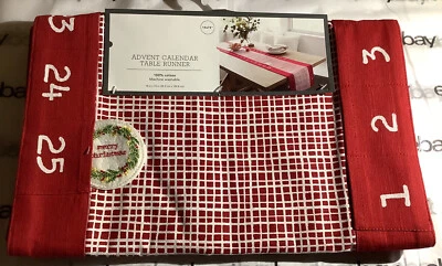 Advent Calendar Table Runner 25 Days of Christmas Countdown 14x72” NEW - Image 1 of 4