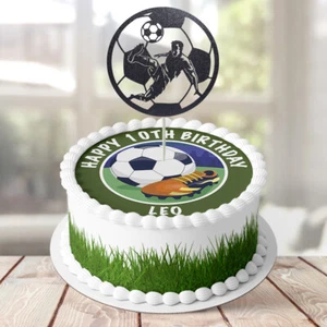 Football PERSONALISED EDIBLE Icing Cake Wrapper Toppers Round - Picture 1 of 6