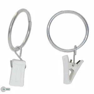 10 Ringklammer Vorhang Clips mit Klammer und Ring aus Kunststoff Gardinen Weiss - Bild 1 von 2