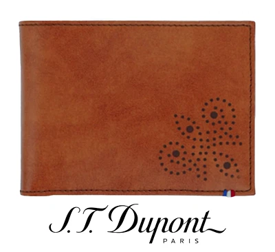 S.T. Carteira dupla Dupont Derby marrom couro liso 6 compartimentos para cartão de crédito 180171 - Imagem 1 de 4