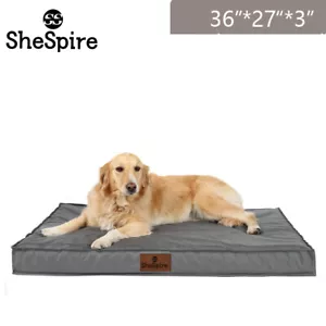 Large Dog Bed Orthopedic Foam Gray Pet Cat Mattress 36x27x3" - Removable Cover - Picture 1 of 12