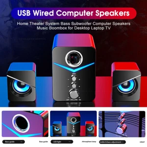 Wired Computer Speaker TV PC Laptop Gaming Soundbar Stereo Bluetooth Subwoofers - Picture 1 of 15