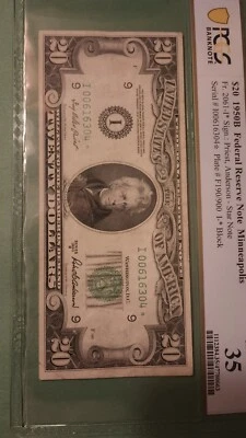 $20 1950B Fed. Reserve (*Star* Replacement) Note Minneapolis Choice VF 35 - Image 1 of 4