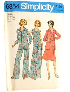 Simplicity 6854 Career Work Outfit Pattern Size 40 42 Wide Leg Pant Vintage 1974 - Foto 1 di 4