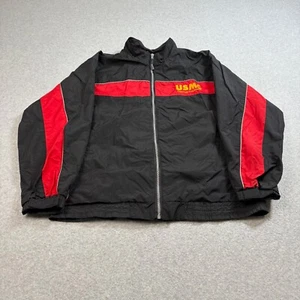 Vintage USMC Jacket Men XL Black US Marine Corp Red Stripe Full Zip Y2K READ - Picture 1 of 9