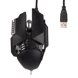 Mechanische Maus 12800 DPI Ergonomie Einziehbare Einstellung RGB USB Schwarz 6D - Bild 1 von 12