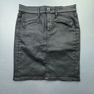 AG Adriano Goldschmied Skirt Womens 26 Black Pencil Stretch Denim Zipper Pockets - Picture 1 of 10