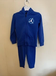 Jordan Boy’s 5 -6 Years Flight MVP Full- Zip Hoodie & Pants 2 Pieces Set Blue - Picture 1 of 6