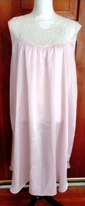 VTG  GO SOFTLY Midi  Calf Length Lace Sleeveless Pink Ivory Nightgown  SZ 2X - Picture 1 of 6