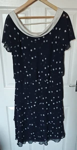 Vestido Jacques Verts Azul Chifón Volantes Punto - Damas Talla 14 - Imagen 1 de 7