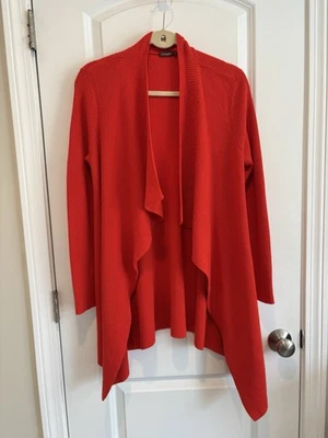 Cardigã J. McLaughlin com nervuras frente aberta cachoeira suéter laranja/vermelho feminino P - Imagem 1 de 4