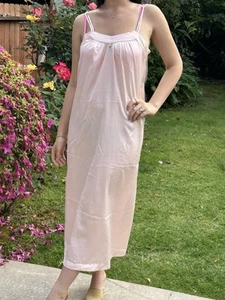 Vintage Barad & Co Saks Fifth Avenue M Satin Nightgown Light Pink - Picture 1 of 10