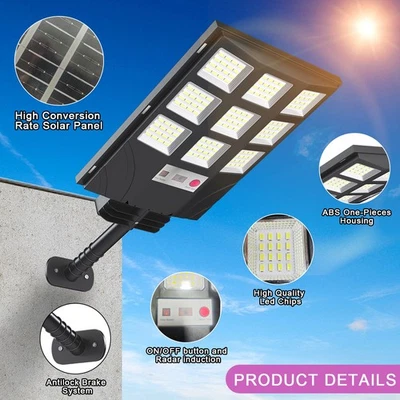 GEFOLLY Street Light Outdoor Solar Street Lights Sensor Light Commercial Dusk to Dawn