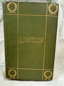 Antique 1899 Longfellow Poems Book Illustrated Gilt Green Cloth Riverside Press - Picture 1 of 20