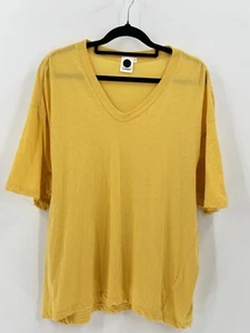 Bassike Sz M Yellow Basic T-shirt Short Sleeve V-neck (G) - Picture 1 of 3