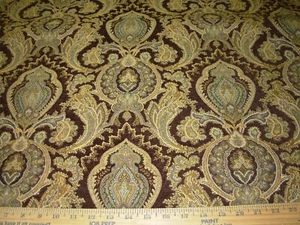2 YDS~FLEUR DE LIS VITTORIO EMBROIDERED PT CHENILLE UPHOLSTERY FABRIC FOR LESS - Picture 1 of 4