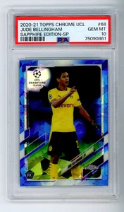 2020-21 Topps Chrome UCL Sapphire Jude Bellingham #68 RC **SP Variation** PSA 10 - Picture 1 of 4
