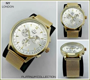 Men's CLASSY ELEGANT Dressy Round Gold LUXURY Designer Fashion WRIST WATCH 48mm - Picture 1 of 8