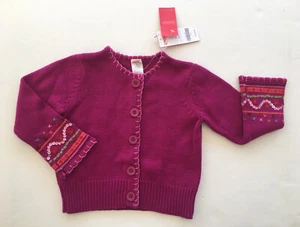 NWT Gymboree Peruvian Doll 4 4T Magenta Embroidered Cuff Cardigan Sweater - Picture 1 of 1
