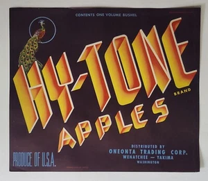 ADVERTISING Label Hy Tone Apples Washington Wenatchee Yakima Oneonta Bird - Picture 1 of 1