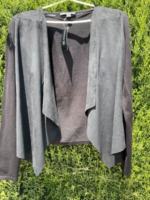 INC International Concepts Faux Suede Jacket XS Open Front MSRP $69. LOWER PRICE - Image 1 of 4