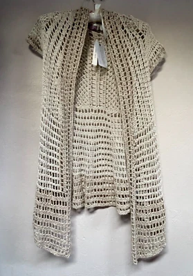 Cárdigan Suéter Anthropologie Rosie Neira Calado Tejido a Mano Pequeño Tostado Nuevo $128 Foto 1 de 4