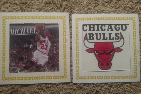 Lot of 2 1980's Carnival Pictures Michael Jordan and Bulls Basketball 1980s Cover