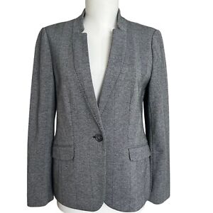 Talbots Blazer 4 Gray Aberdeen Herringbone Knit Jacket Preppy Office Minimalist