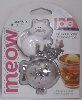 Joie MSC MEOW TAZA DE TÉ INFUSOR Gato Blanco Rosa Nariz Pez 18/8 Acero Inoxidable Foto 1 de 2