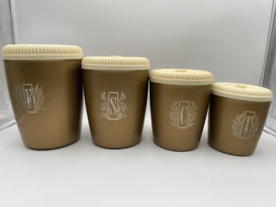 Conjunto de vasilha de cozinha kitsch vintage farinha açúcar café chá - Imagem 1 de 4