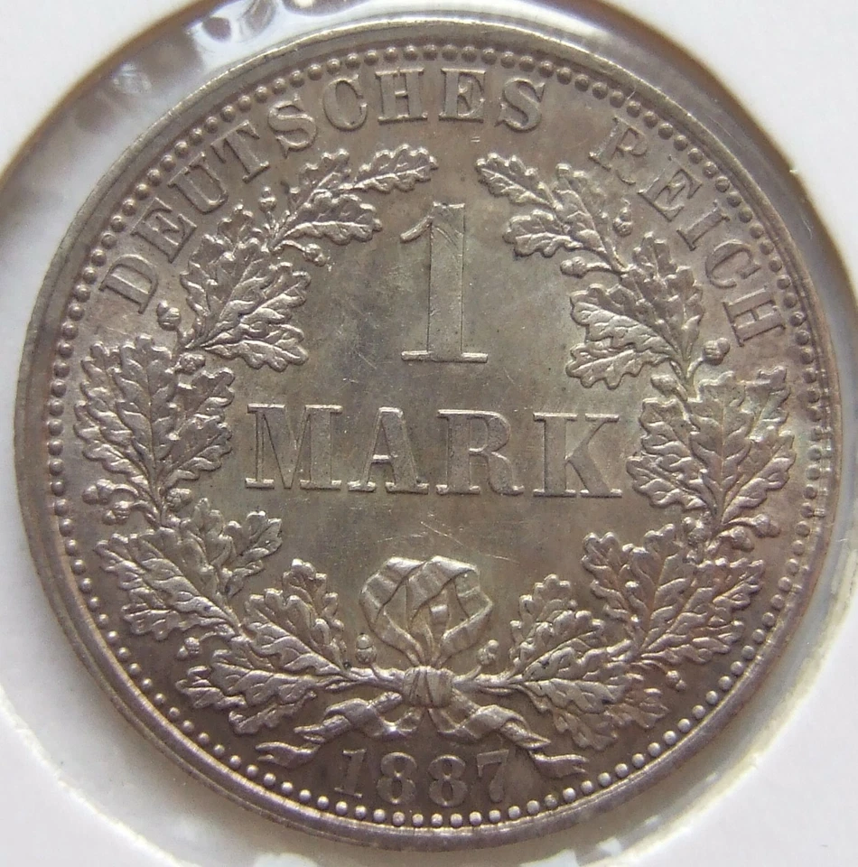 Coin German Empire Empire Silver 1 Mark 1887 A in Uncirculated - Image 1 of 2
