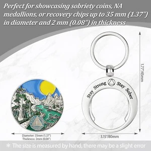 "Stay Strong Stay Sober"Coin Holder Keychain Fits for 35mm Coin Stainless Steels - Bild 1 von 15