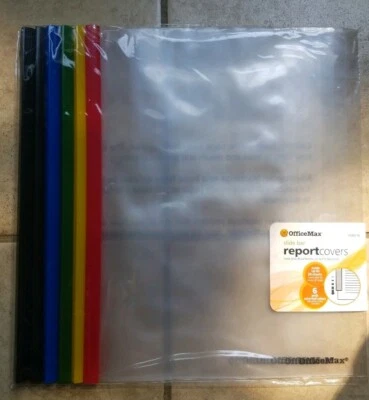 OfficeMax 6 Pack Assorted Colors Report Covers with Sliding Bar Holds 20 Sheets - Image 1 of 4