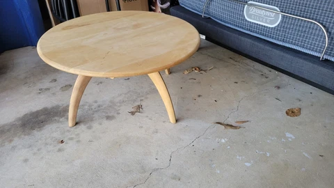 Vintage Heywood Wakefield Mid Century Modern Champagne  Round Coffee Table 306G Cover