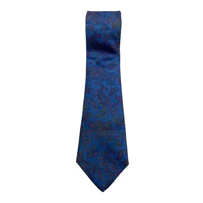 Corbata clásica azul oscuro diseño cachemir para hombre 100 % seda cóctel oficina hecha en EE. UU. Foto 1 de 4