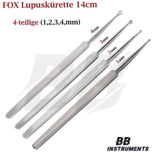 4er FOX LUPUS Lupuskürette 14cm 1,2,3,4 mm Kürette Dermatologie Fußpflege ENT - Bild 1 von 6
