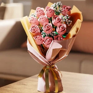 968pcs Roses Bouquet Building Blocks Pink Rose Decoration Gift for Girls - Picture 1 of 6