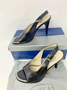 CIRCA Joan & David Black Leather Upper 7M Buckled Sling Back Open Toe 4” Heel  - Picture 1 of 12
