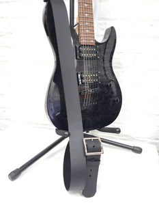 Einfache Schnalle Gitarrengurt echtes schwarzes Rindsleder Punk Rock Made in USA - Bild 1 von 7