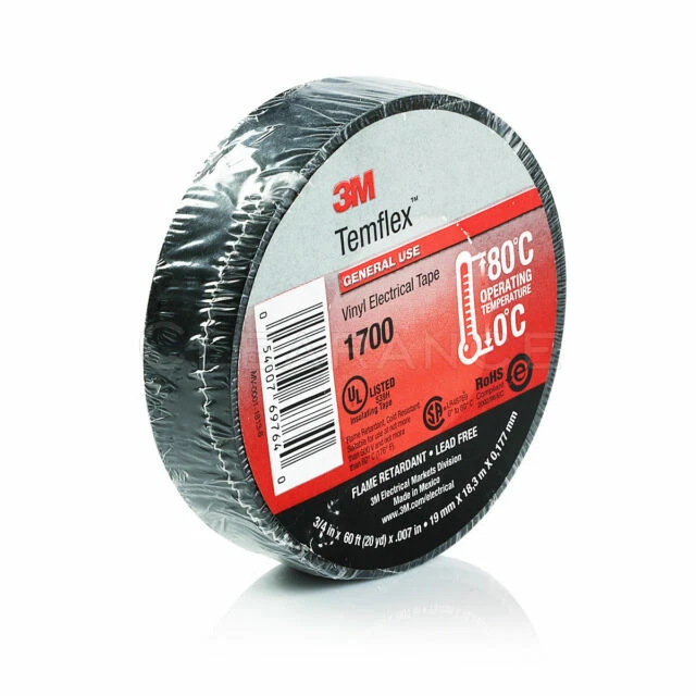 3M TemFlex 1700 3/4 in X 60ft Electrical Tape - Black