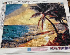 Finished beautiful palm tree Diamond Art painting - 40 X 50 cm - Picture 1 of 3