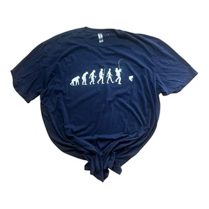 Navy Graphic Print Fishing Tshirt 2XL Gildan Evolution Gift Present Cotton - Picture 1 of 4