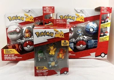 3 Pokemon Set Charmander Figure w/ 2 Clip 'N' Go Belt, Luxury Ball & Accessories Foto 1 de 4