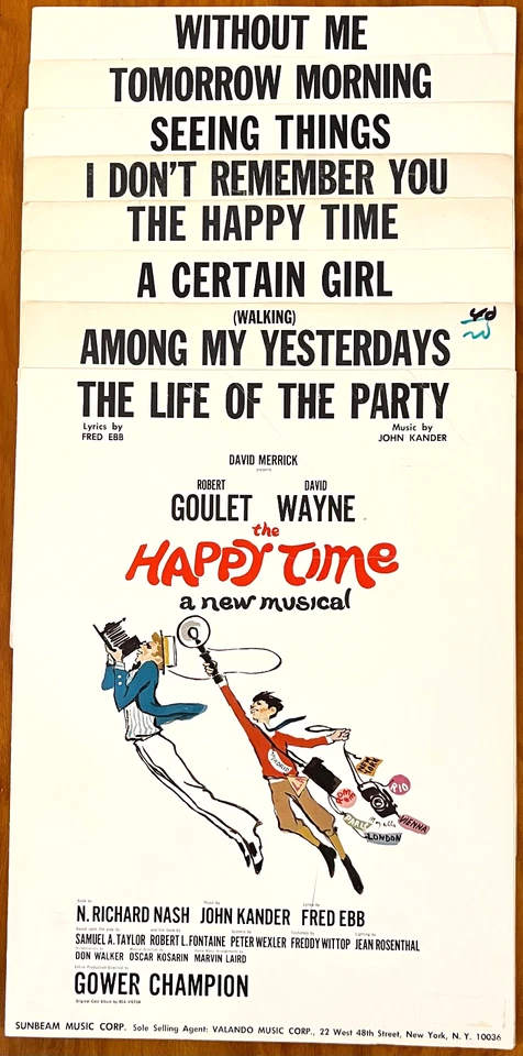 Ocho partituras musicales Kander & Ebb Broadway 1967 The Happy Time Foto 1 de 1