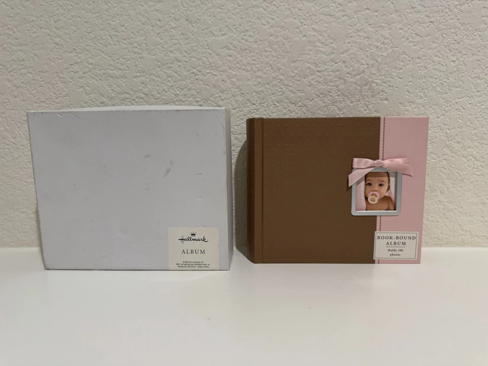 Hallmark Baby Days “Girl 1-Up” Photo Album – Pink & Brown w/ Bow, Holds 100, NIB - Image 1 of 4