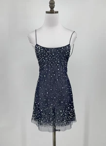Vestido Free People Intimately Azul Estrás S Malla Semi Transparente Tirantes Espalda - Imagen 1 de 5