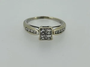 Ring 0,60ct Diamant unsichtbar mit Schulterakzenten besetzt 18kt Weißgold - Bild 1 von 6