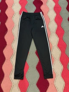 Adidas Pants Youth Boys Large Black Jogger Three Stripes Elastic Athletic - Picture 1 of 3