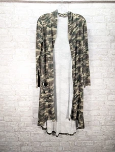 POTGMM Women's S Chamo Long Duster Cardigan Pockets - Picture 1 of 12