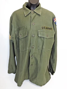 US Army Sateen OG 107 Shirt & Sergeant / European Berlin Patch - Size 15½ x 33 - Picture 1 of 20